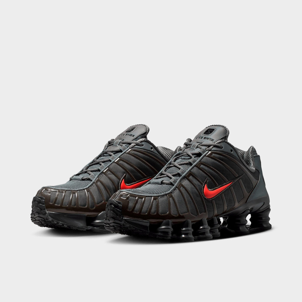 Men's Nike Shox TL Casual Shoes - Smoke Grey/Medium Ash/Anthracite/Bright Crimson - view 2