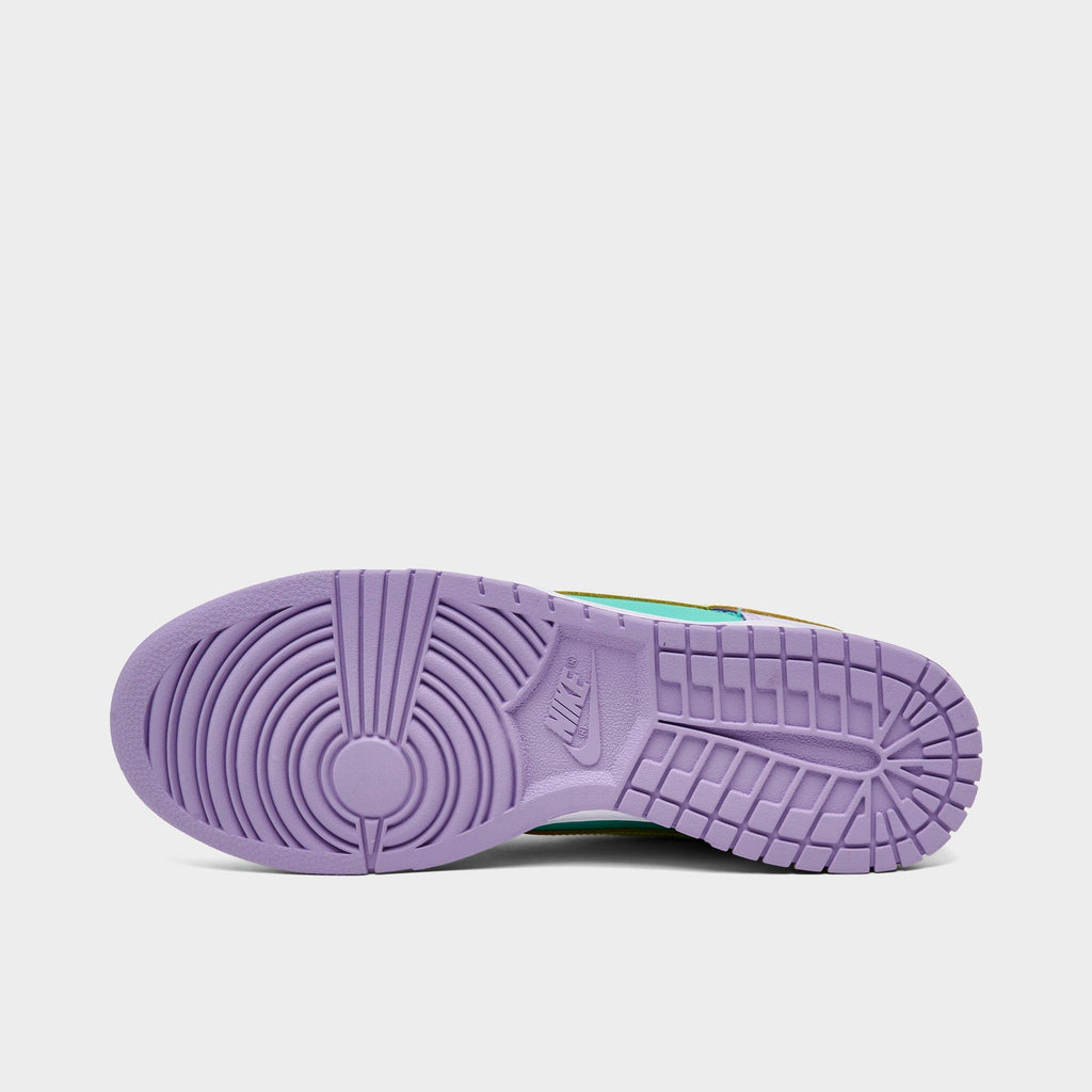 Men's Nike Dunk Low Retro SE Casual Shoes - Emerald Rise/Hydrangeas/White/Yellow Pulse - view 6