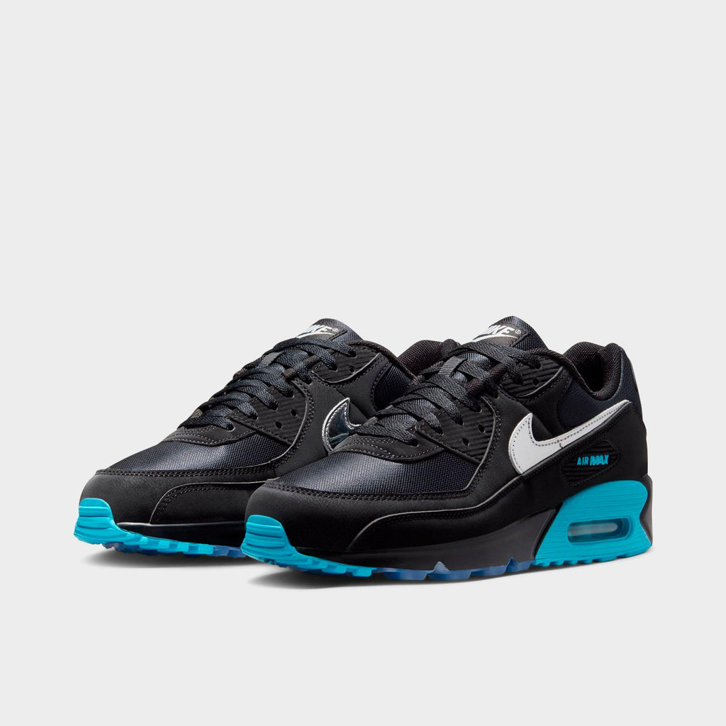 Men's Nike Air Max 90 Premium Scorpion Casual Shoes - Black/Gamma Blue/Ice/Chrome - view 2