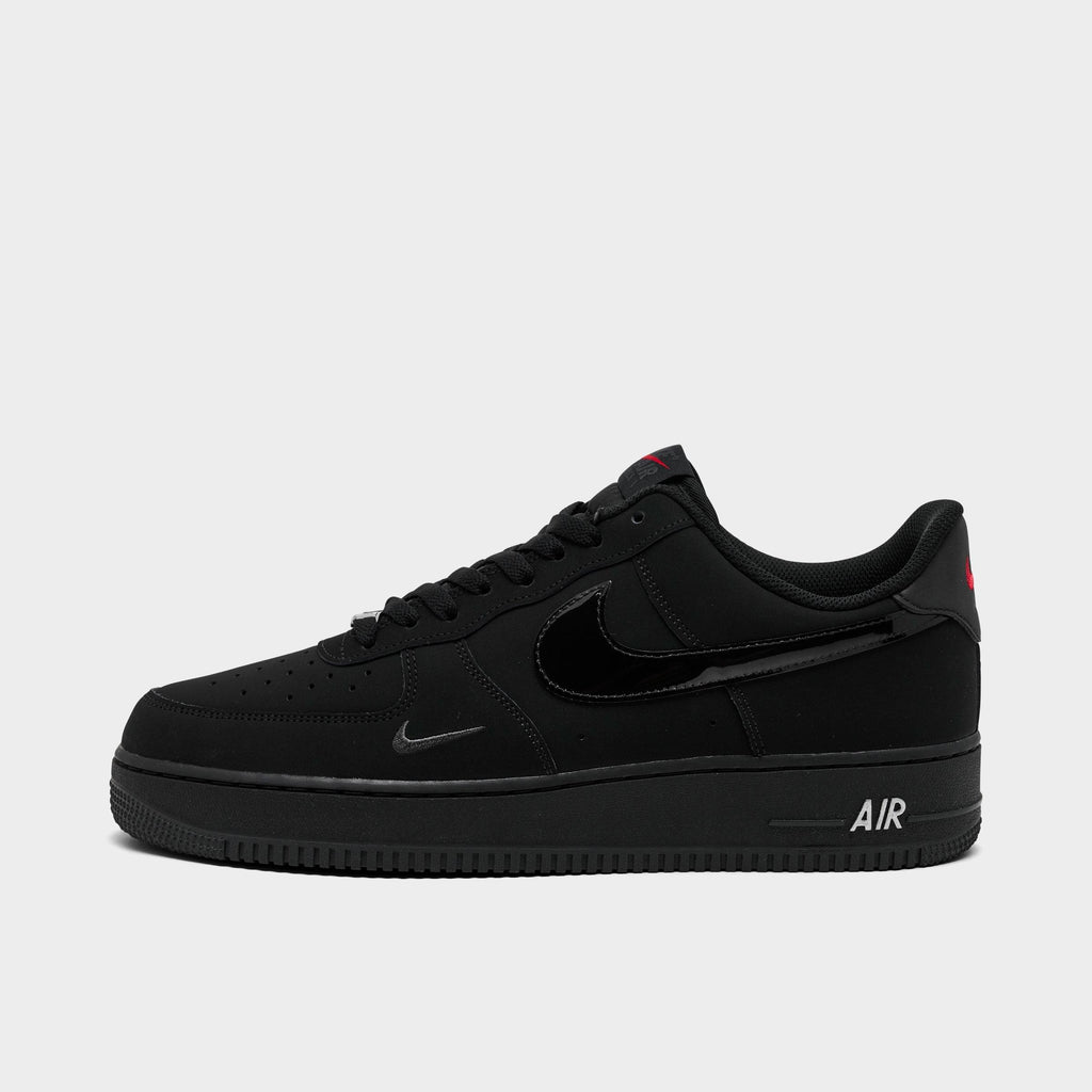 Men's Nike Air Force 1 '07 LV8 Casual Shoes - Black/Black/Dark Smoke Grey/University Red