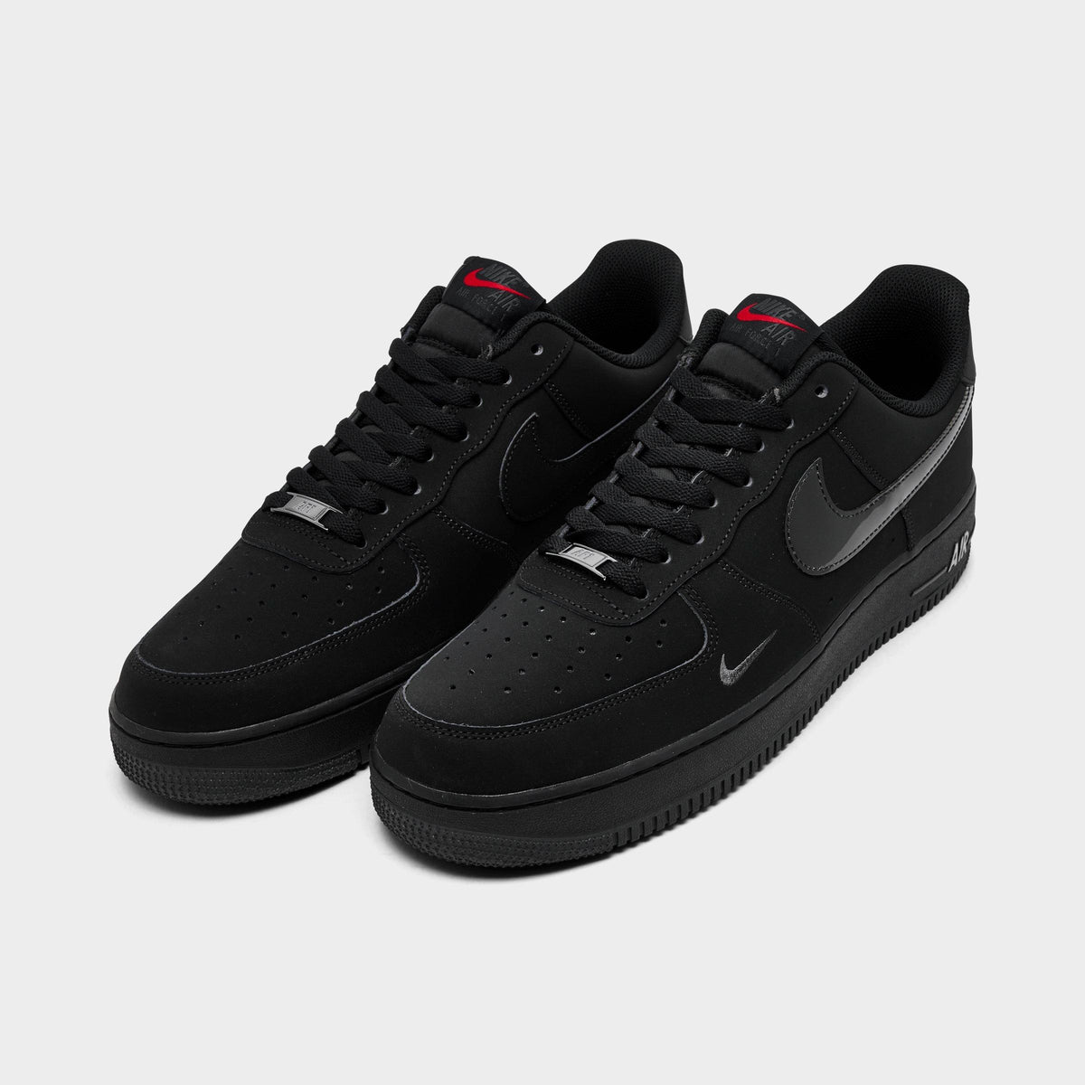 Men's Nike Air Force 1 '07 LV8 Casual Shoes - Black/Black/Dark Smoke Grey/University Red - view 2