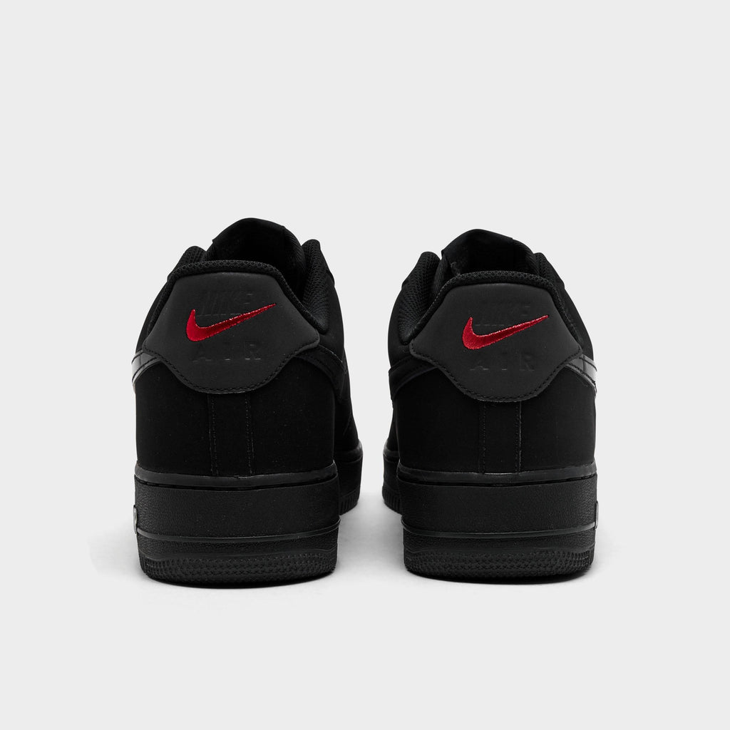 Men's Nike Air Force 1 '07 LV8 Casual Shoes - Black/Black/Dark Smoke Grey/University Red - view 4