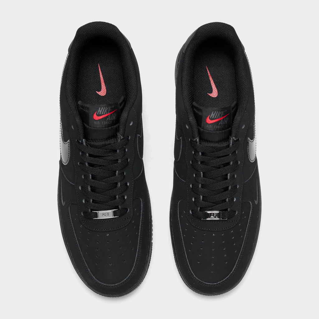 Men's Nike Air Force 1 '07 LV8 Casual Shoes - Black/Black/Dark Smoke Grey/University Red - view 5
