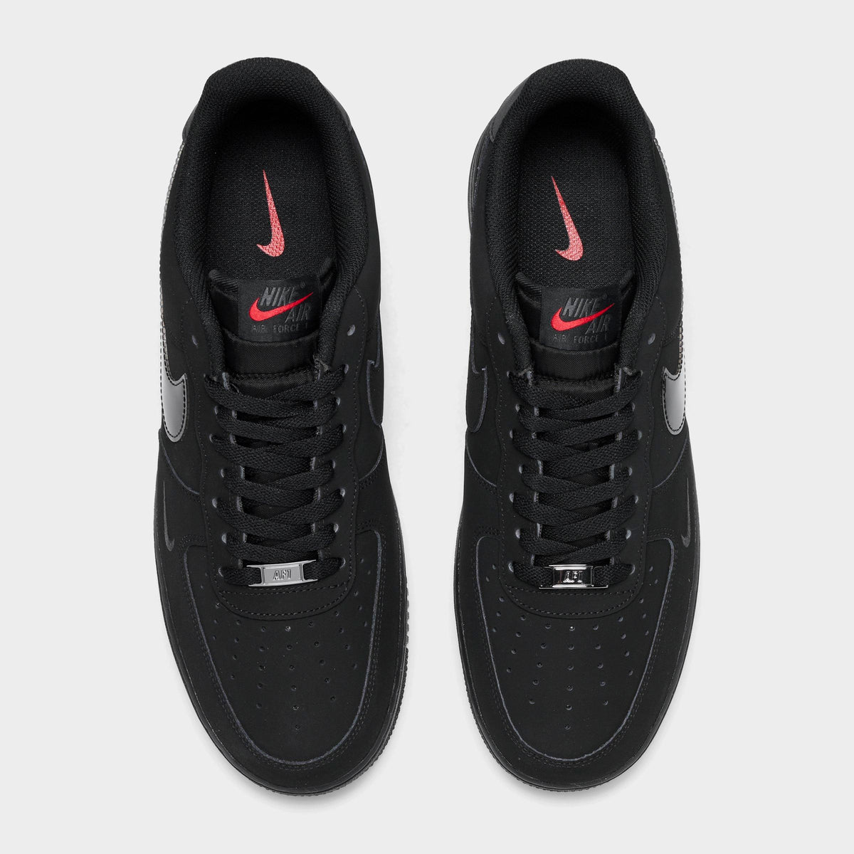 Men's Nike Air Force 1 '07 LV8 Casual Shoes - Black/Black/Dark Smoke Grey/University Red - view 5