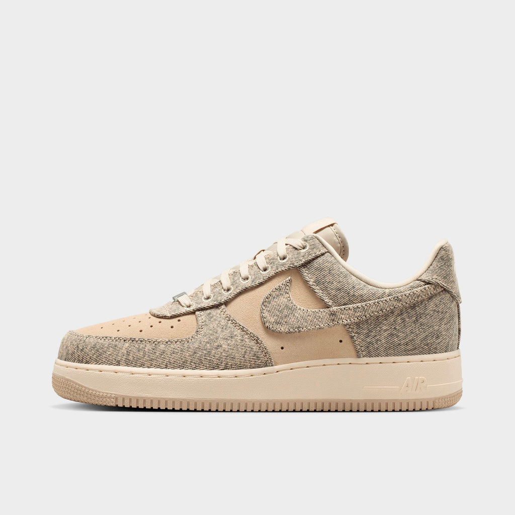 Men's Nike Air Force 1 '07 LV8 SE Denim Casual Shoes - Desert Khaki/Light Khaki/Metallic Silver/Desert Khaki