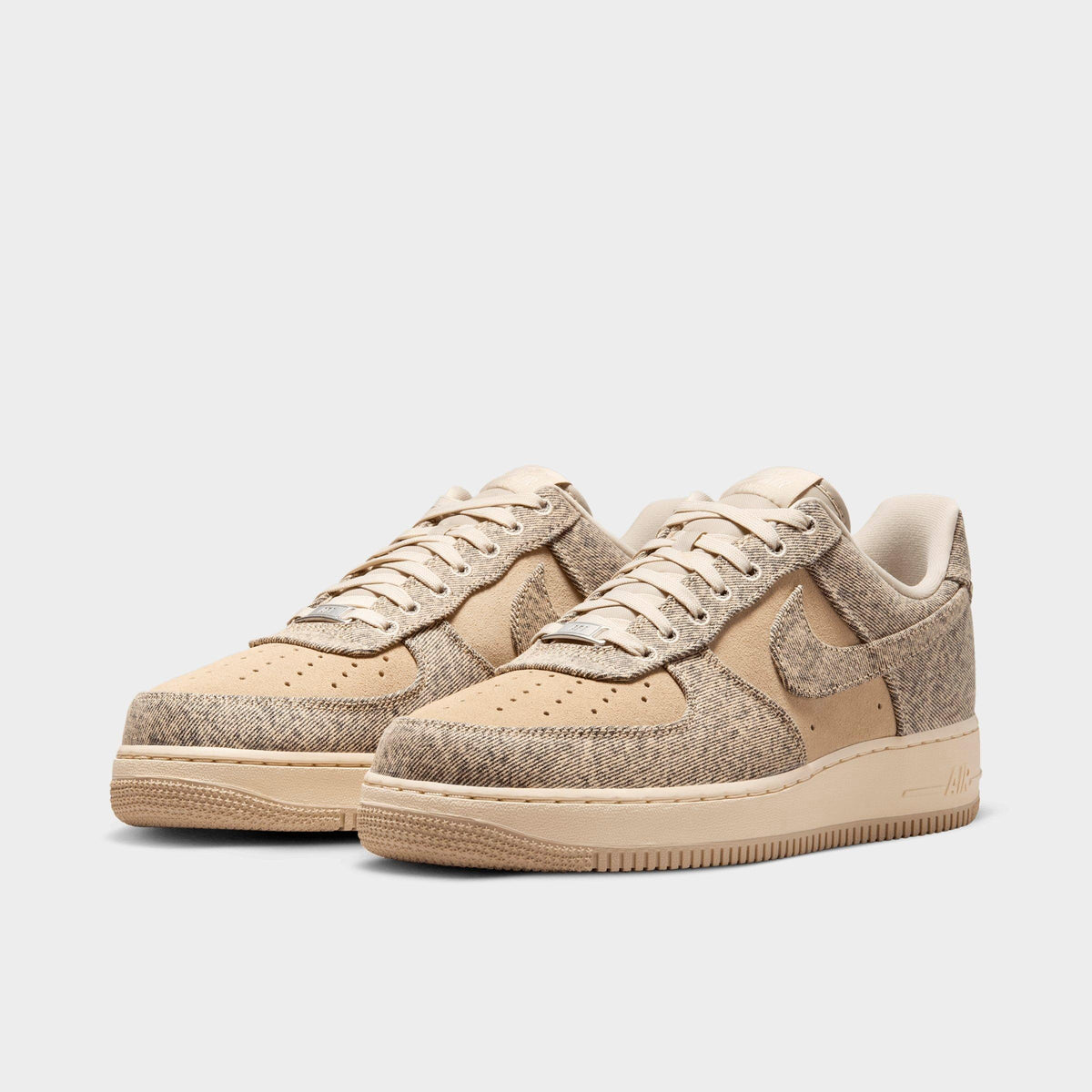 Men's Nike Air Force 1 '07 LV8 SE Denim Casual Shoes - Desert Khaki/Light Khaki/Metallic Silver/Desert Khaki - view 2