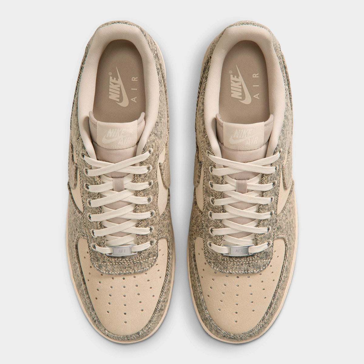 Men's Nike Air Force 1 '07 LV8 SE Denim Casual Shoes - Desert Khaki/Light Khaki/Metallic Silver/Desert Khaki - view 5