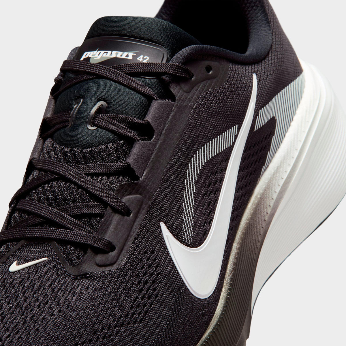 Men's Nike Pegasus 42 Running Shoes (Wide Width) - Black/Photon Dust/White - view 3