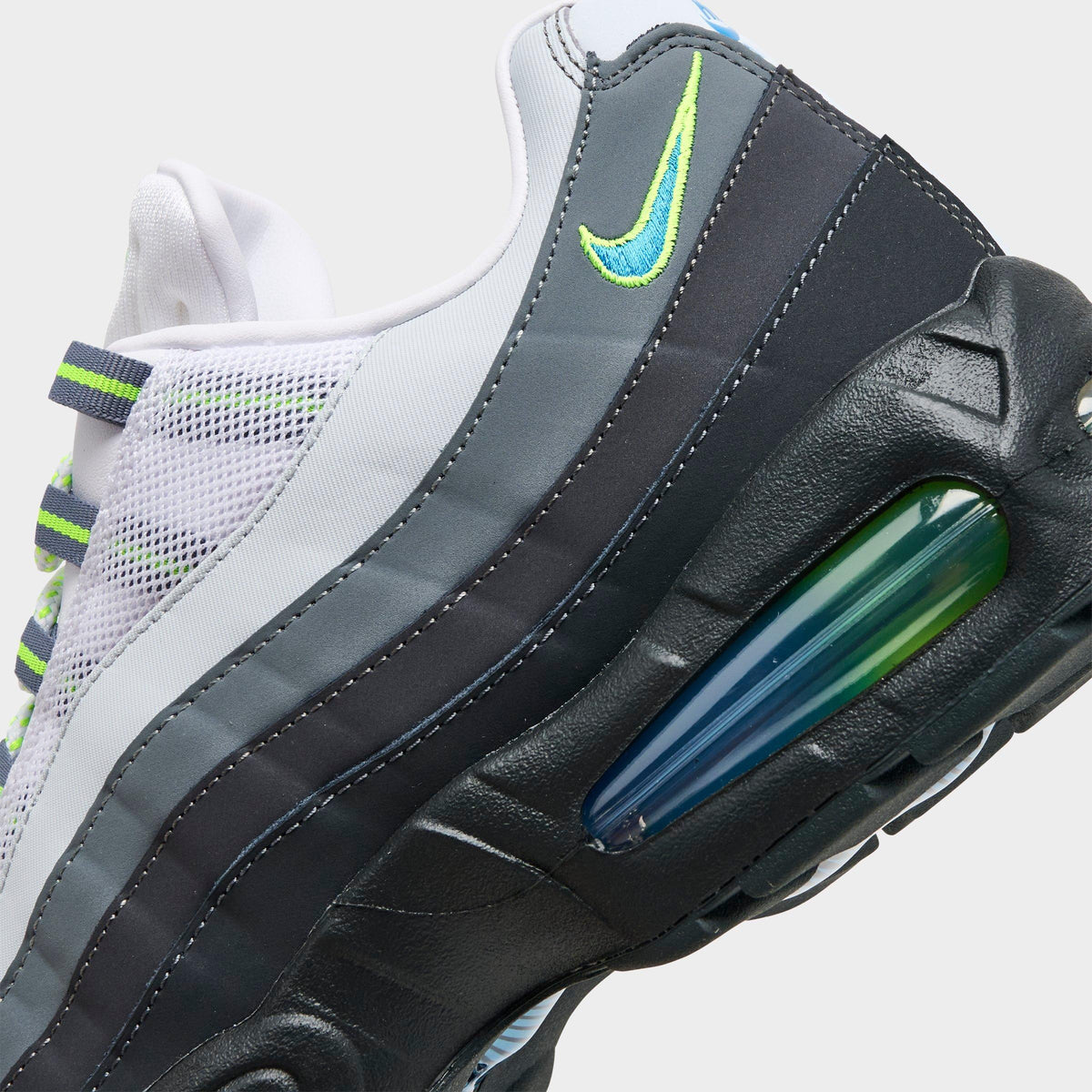 Men's Nike Air Max 95 Big Bubble Casual Shoes - Black/Photo Blue/Action Green/Anthracite/White/Iron Grey - view 3
