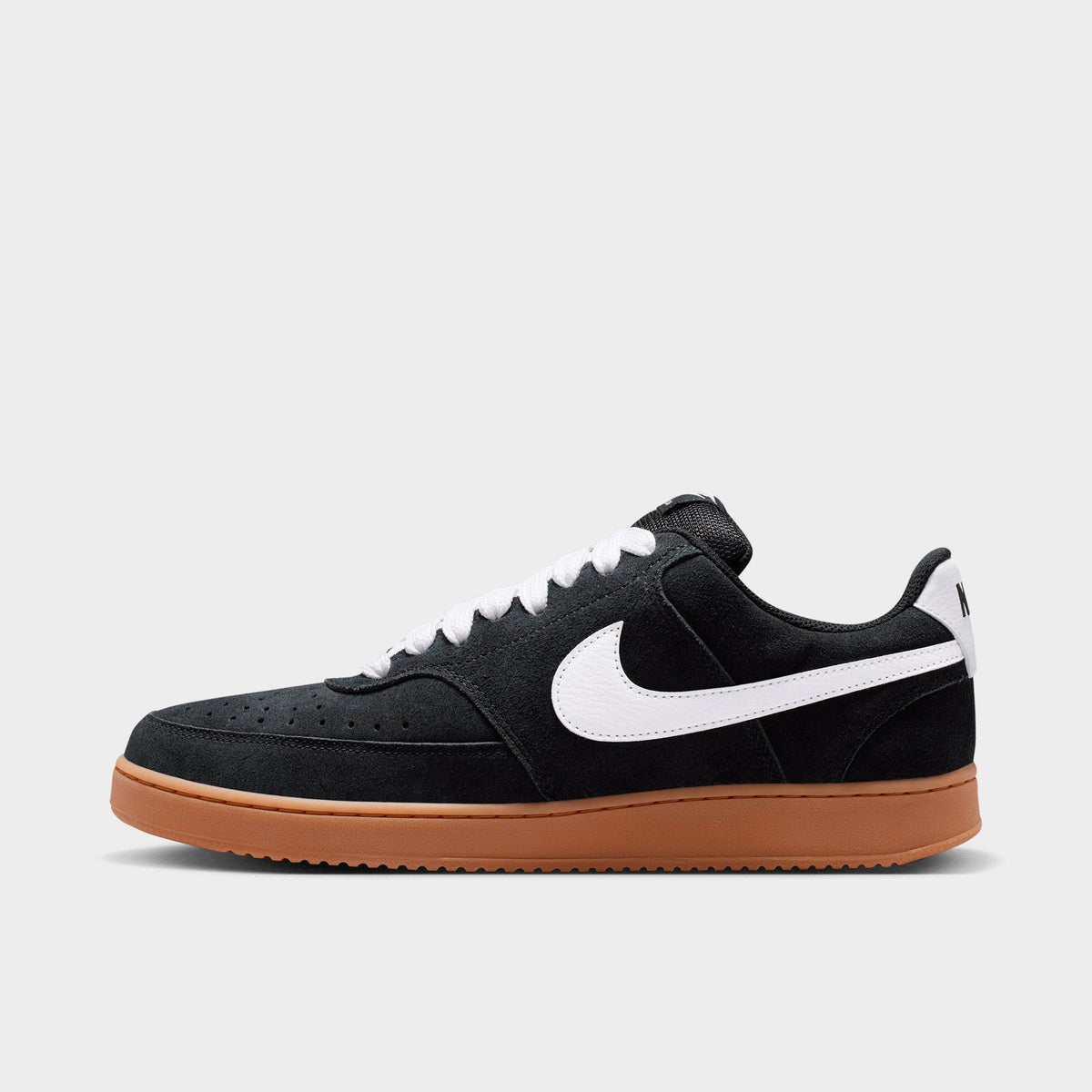 Men's Nike Court Vision Low Casual Shoes - Black/Gum Medium Brown/White