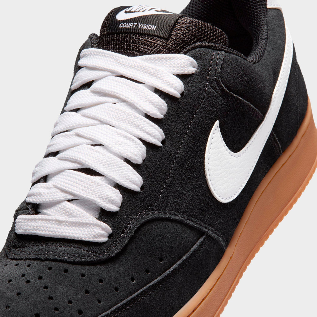 Men's Nike Court Vision Low Casual Shoes - Black/Gum Medium Brown/White - view 3