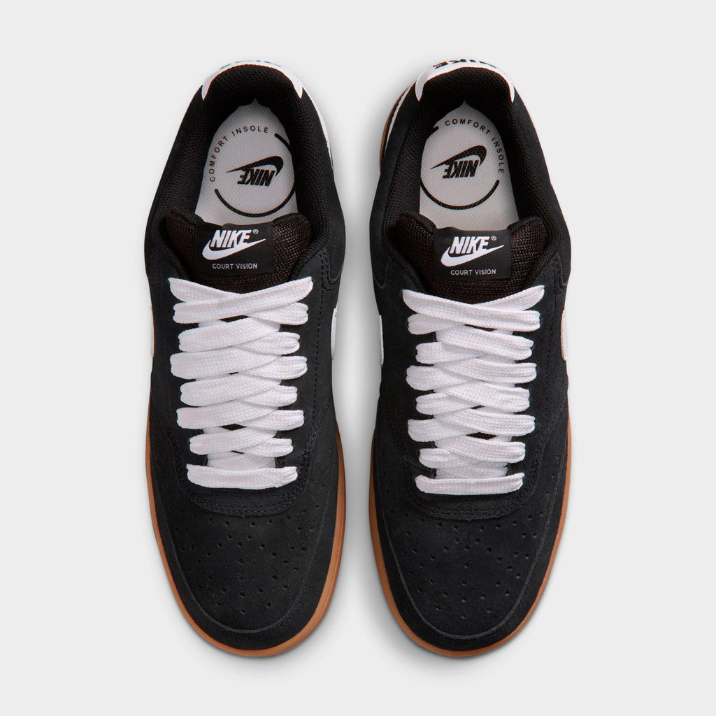 Men's Nike Court Vision Low Casual Shoes - Black/Gum Medium Brown/White - view 5