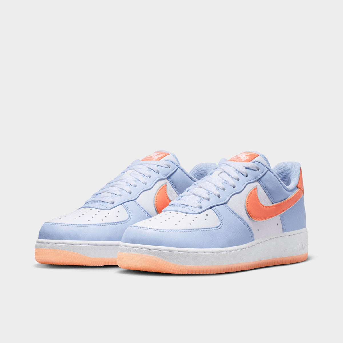 Men's Nike Air Force 1 '07 Low Casual Shoes - Hydrogen Blue/White/Orange Frost/Metallic Silver - view 2