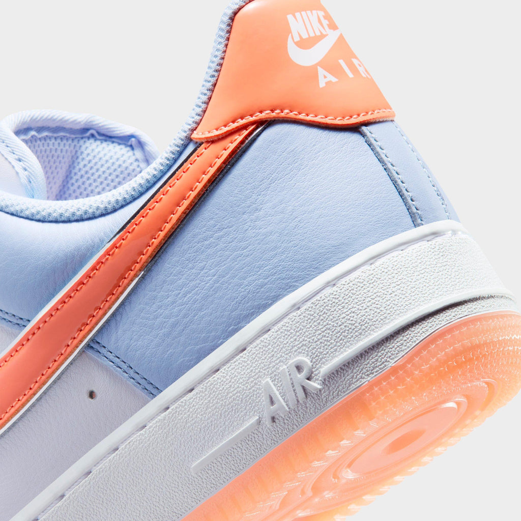 Men's Nike Air Force 1 '07 Low Casual Shoes - Hydrogen Blue/White/Orange Frost/Metallic Silver - view 3