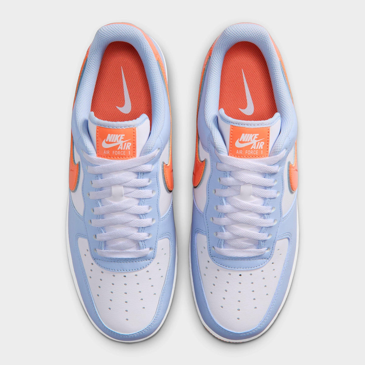 Men's Nike Air Force 1 '07 Low Casual Shoes - Hydrogen Blue/White/Orange Frost/Metallic Silver - view 5