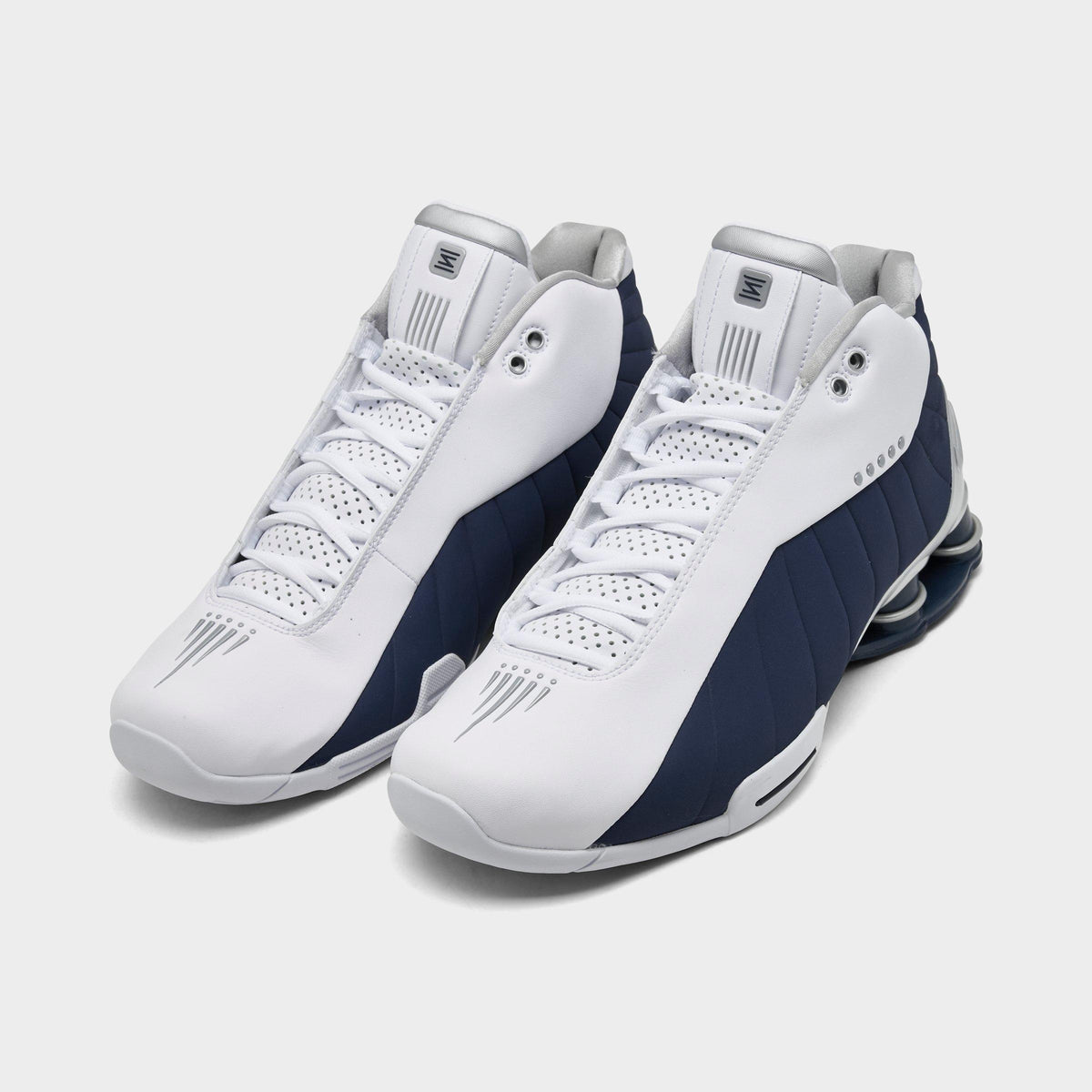 Men's Nike Shox BB4 Basketball Shoes - White/Midnight Navy/Metallic Silver - view 2