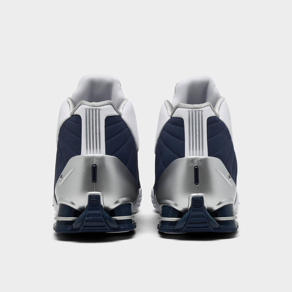 Men's Nike Shox BB4 Basketball Shoes - White/Midnight Navy/Metallic Silver - view 4