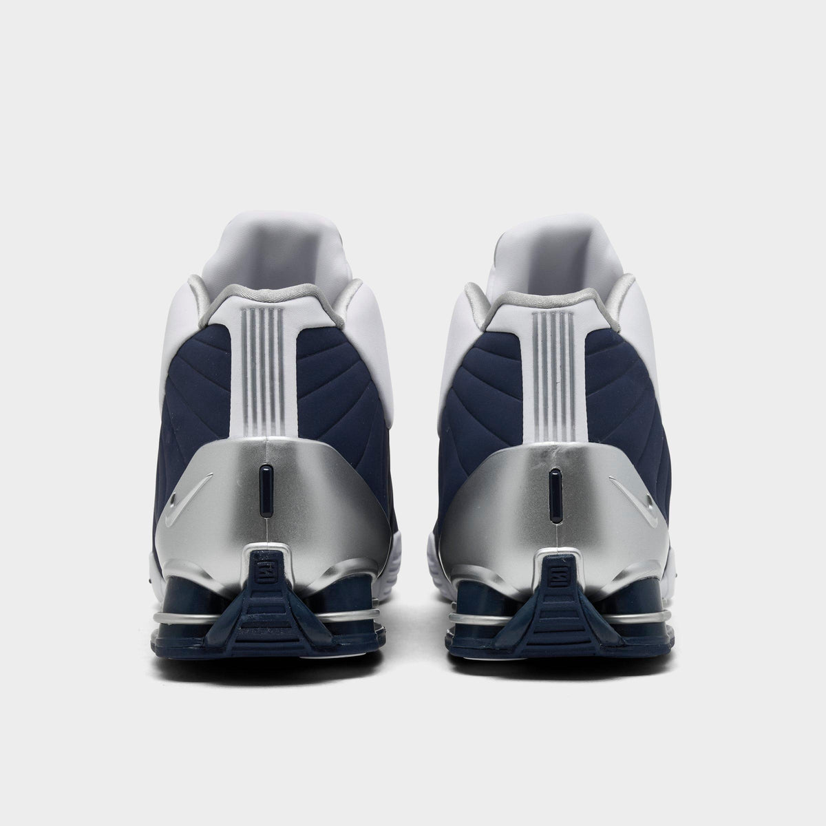 Men's Nike Shox BB4 Basketball Shoes - White/Midnight Navy/Metallic Silver - view 4