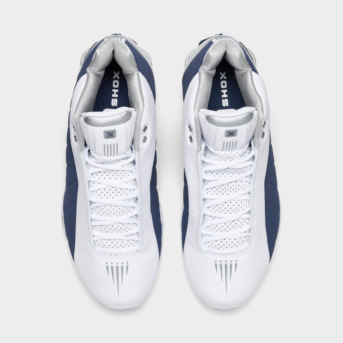 Men's Nike Shox BB4 Basketball Shoes - White/Midnight Navy/Metallic Silver - view 5
