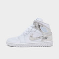 Men's Air Jordan Retro 1 Mid SE Casual Shoes - White/White/White/Field Silver