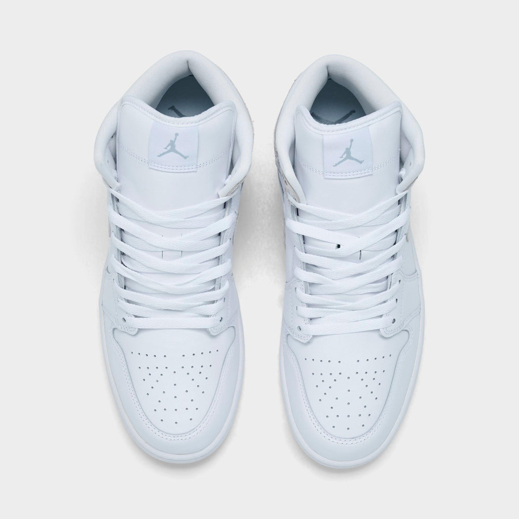 Men's Air Jordan Retro 1 Mid SE Casual Shoes - White/White/White/Field Silver - view 5