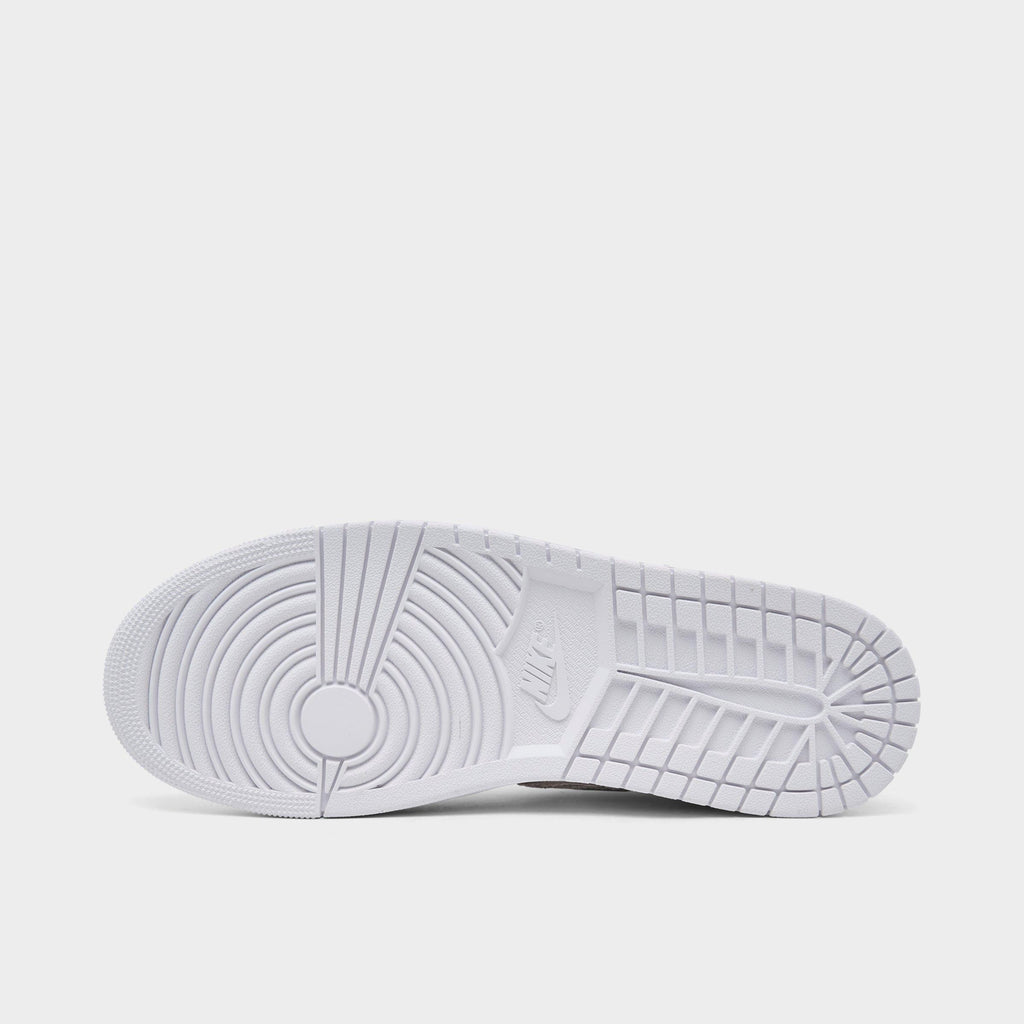 Men's Air Jordan Retro 1 Mid SE Casual Shoes - White/White/White/Field Silver - view 6