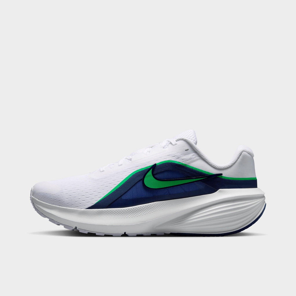 Men's Nike Downshifter 14 Running Shoes (Wide Width) - White/Midnight Navy/Summit White/Green Spark