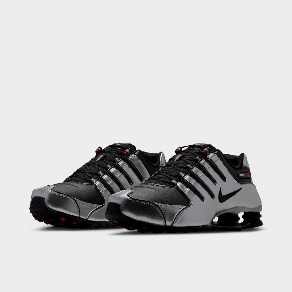 Men's Nike Shox NZ Casual Shoes - Black/Metallic Silver/University Red/Black - view 2