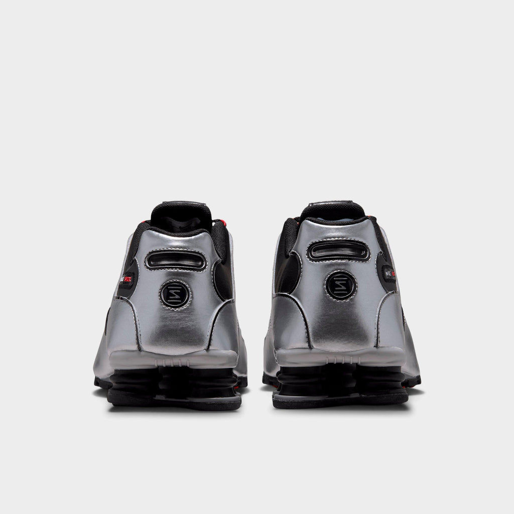 Men's Nike Shox NZ Casual Shoes - Black/Metallic Silver/University Red/Black - view 4