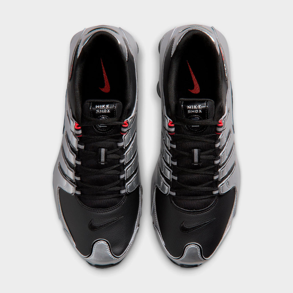 Men's Nike Shox NZ Casual Shoes - Black/Metallic Silver/University Red/Black - view 5