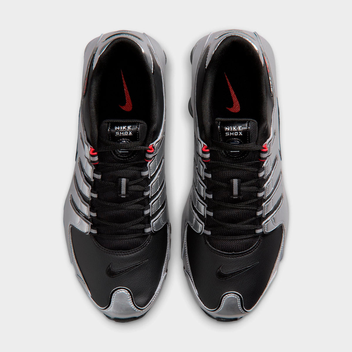 Men's Nike Shox NZ Casual Shoes - Black/Metallic Silver/University Red/Black - view 5