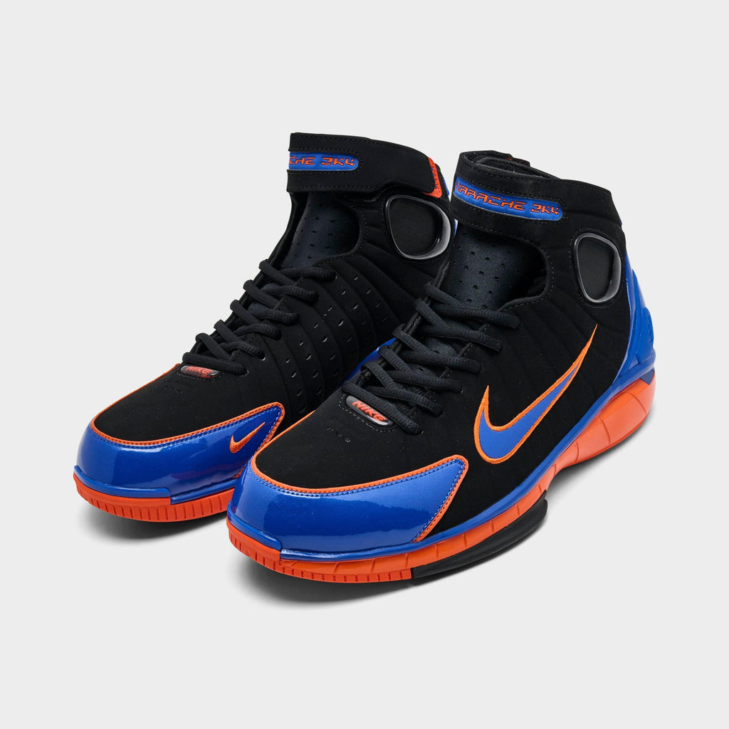 Men's Nike Air Zoom Huarache 2K4 PE Penny Hardaway Basketball Shoes - Black/Varsity Royal/Safety Orange - view 2