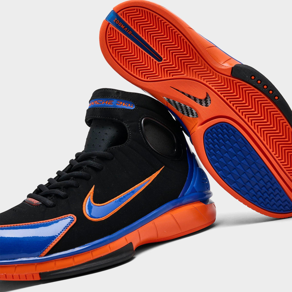 Men's Nike Air Zoom Huarache 2K4 PE Penny Hardaway Basketball Shoes - Black/Varsity Royal/Safety Orange - view 3