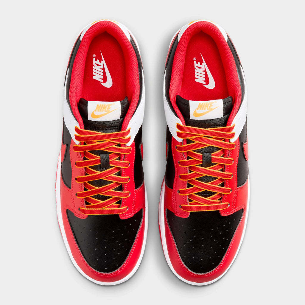 Men's Nike Dunk Low Retro Casual Shoes - Black/White/University Gold/University Red - view 5