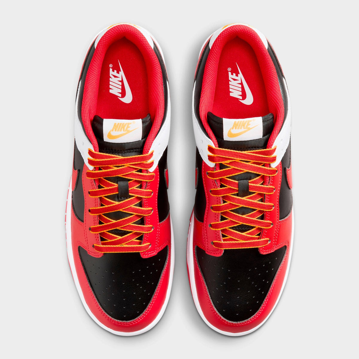 Men's Nike Dunk Low Retro Casual Shoes - Black/White/University Gold/University Red - view 5