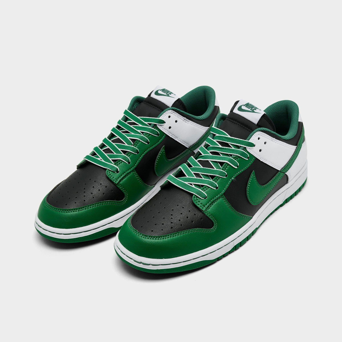 Men's Nike Dunk Low Retro Casual Shoes - Black/White/Clover - view 2
