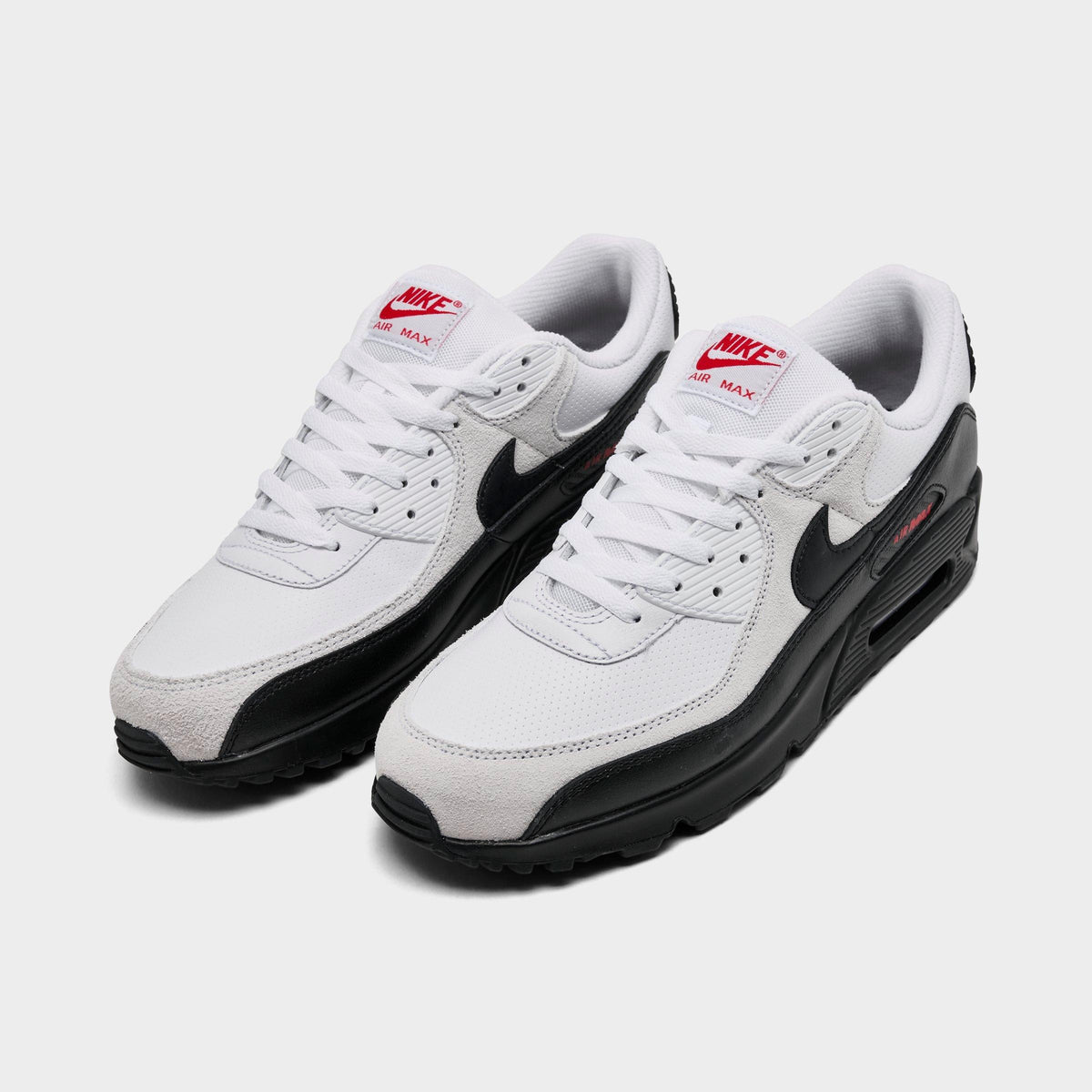 Men's Nike Air Max 90 Casual Shoes - White/Black/University Red - view 2