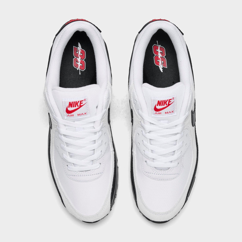 Men's Nike Air Max 90 Casual Shoes - White/Black/University Red - view 5