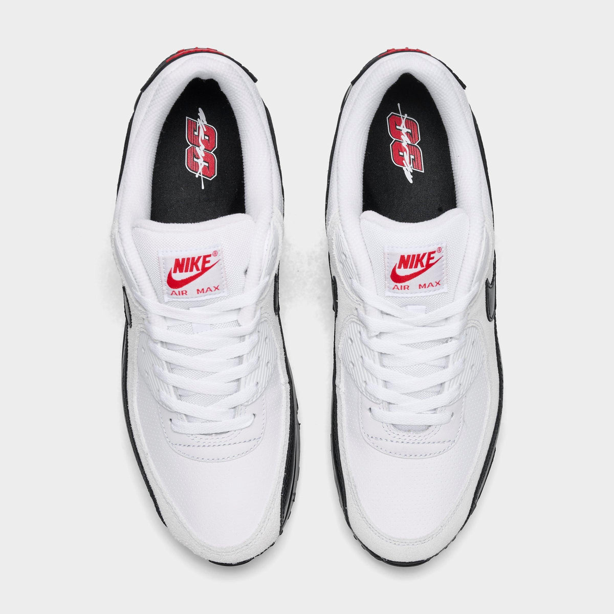 Men's Nike Air Max 90 Casual Shoes - White/Black/University Red - view 5