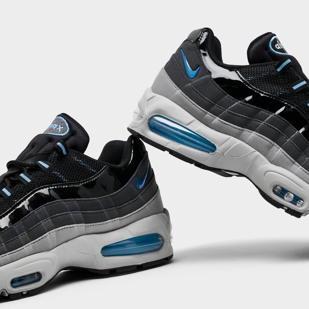 Men's Nike Air Max 95 Big Bubble Casual Shoes - Black/Grey Fog/Anthracite/Football Blue - view 3