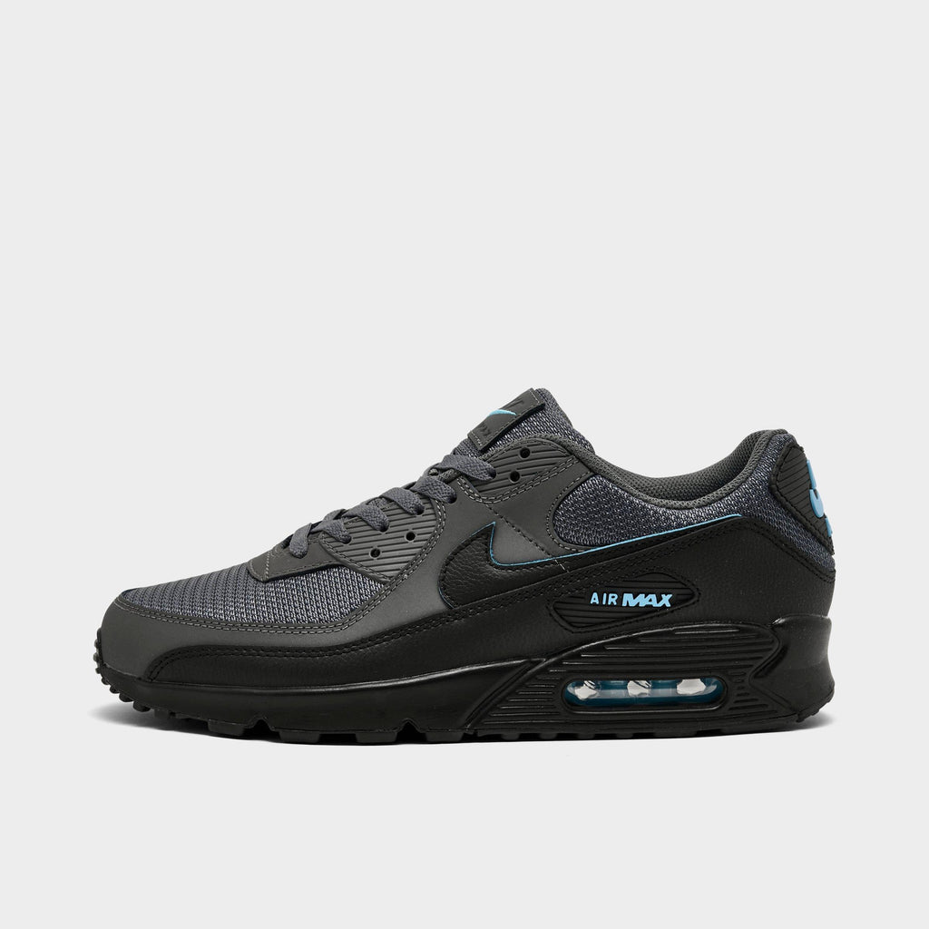 Men's Nike Air Max 90 Casual Shoes - Light Smoke Grey/Black/Football Blue