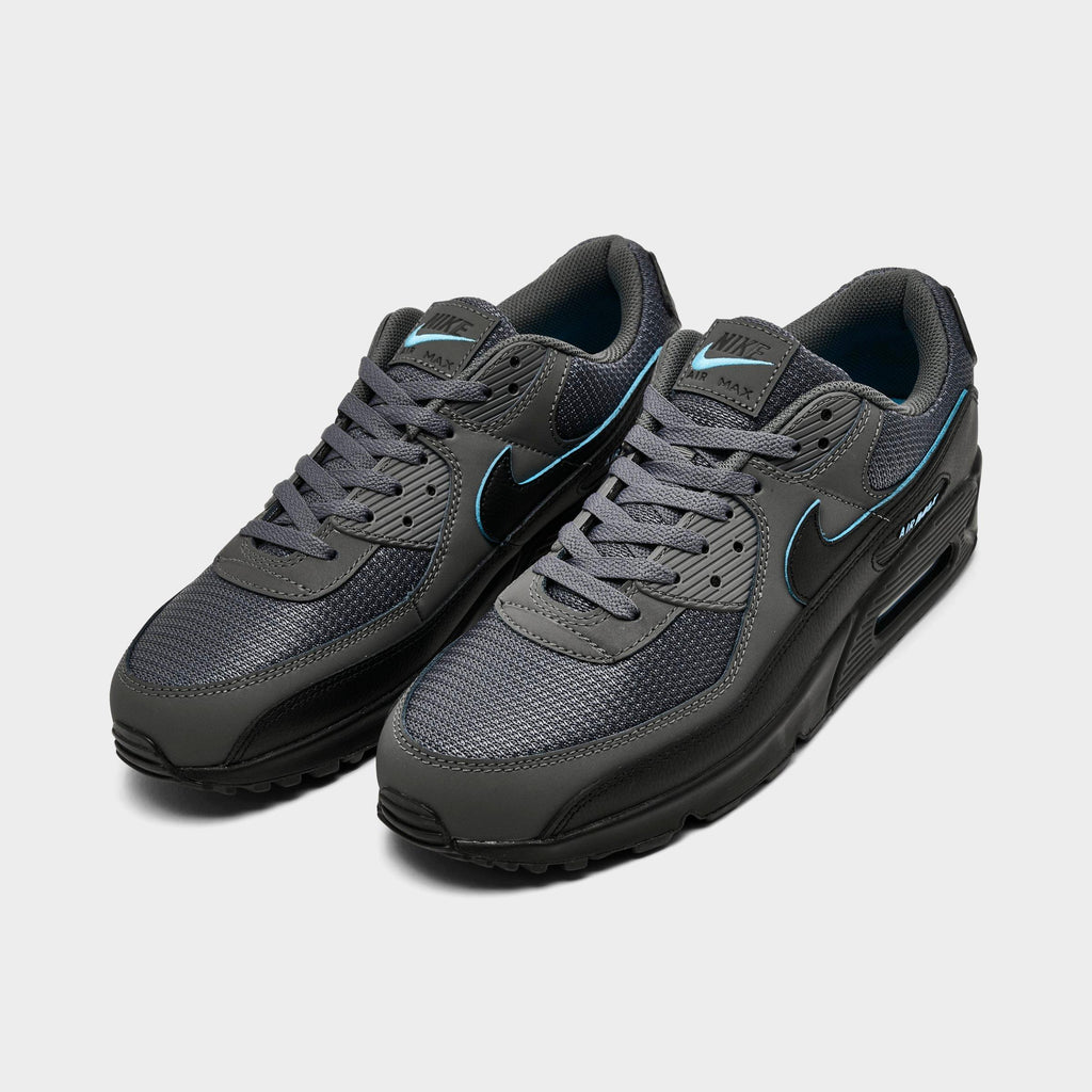 Men's Nike Air Max 90 Casual Shoes - Light Smoke Grey/Black/Football Blue - view 2