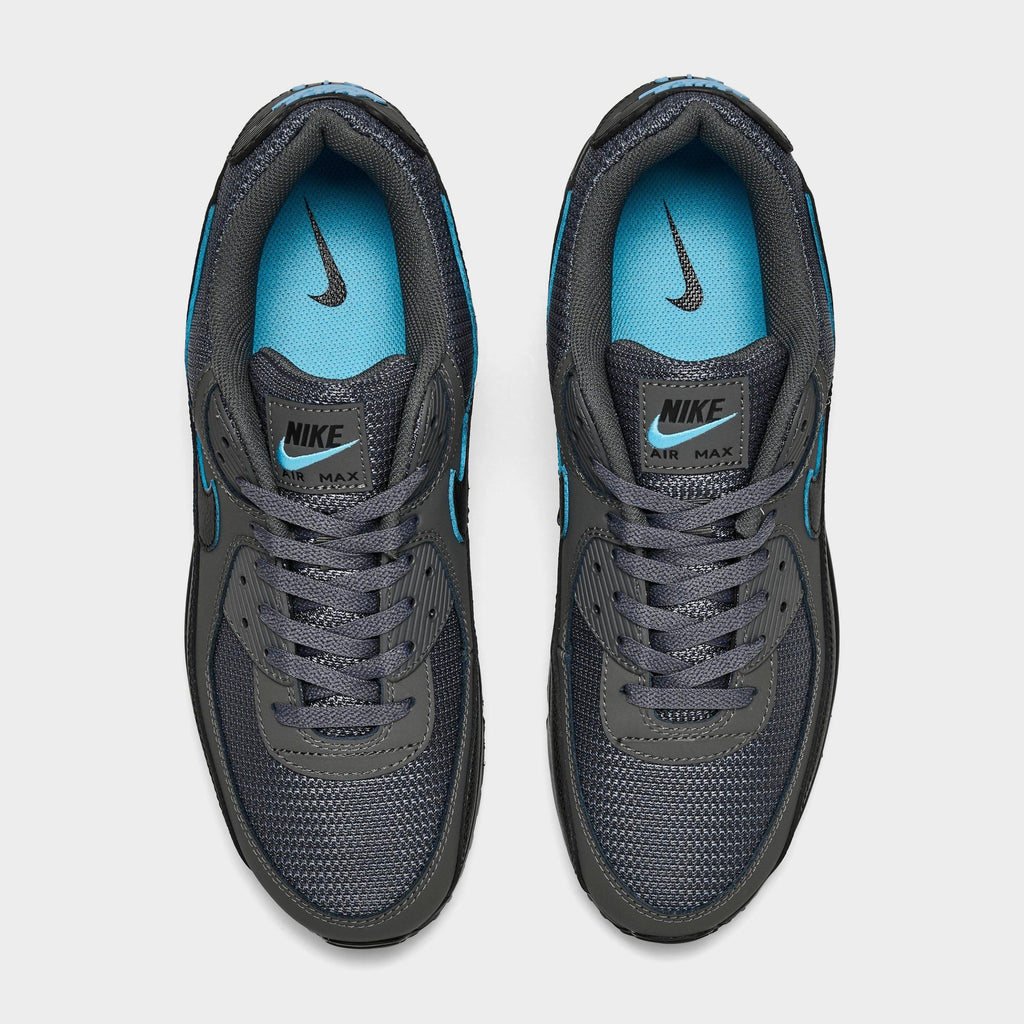 Men's Nike Air Max 90 Casual Shoes - Light Smoke Grey/Black/Football Blue - view 5