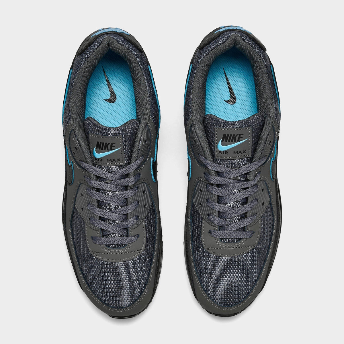 Men's Nike Air Max 90 Casual Shoes - Light Smoke Grey/Black/Football Blue - view 5
