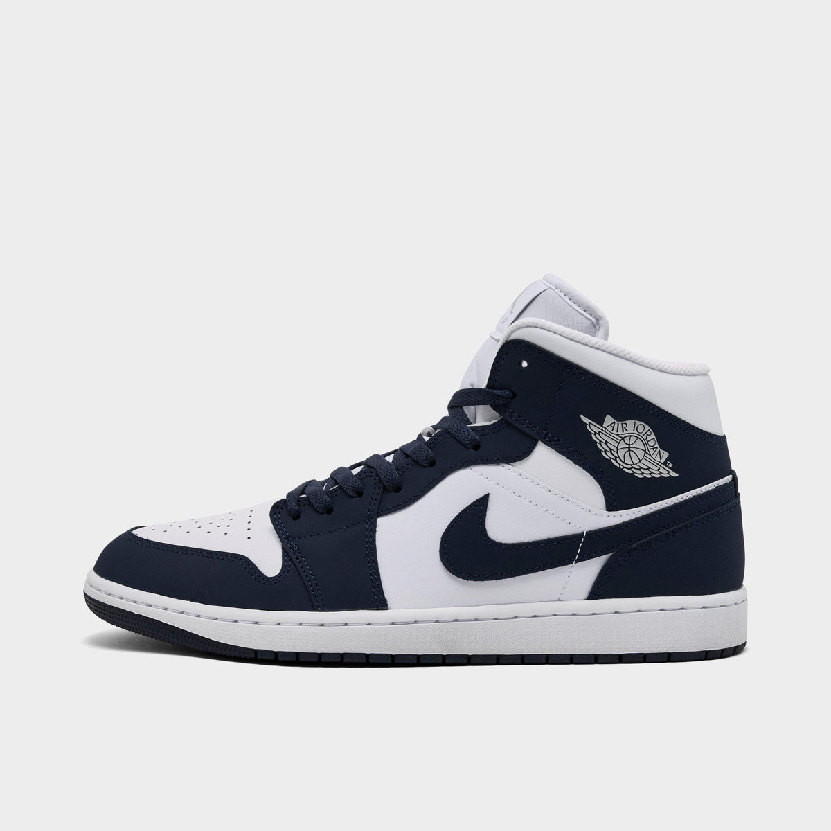 Men's Air Jordan Retro 1 Mid Casual Shoes - Obsidian/White/Grey Fog/Obsidian