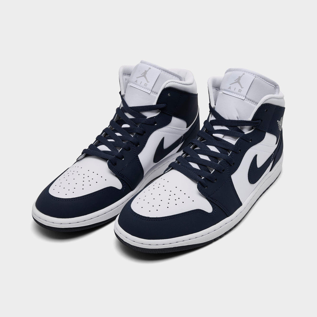 Men's Air Jordan Retro 1 Mid Casual Shoes - Obsidian/White/Grey Fog/Obsidian - view 2
