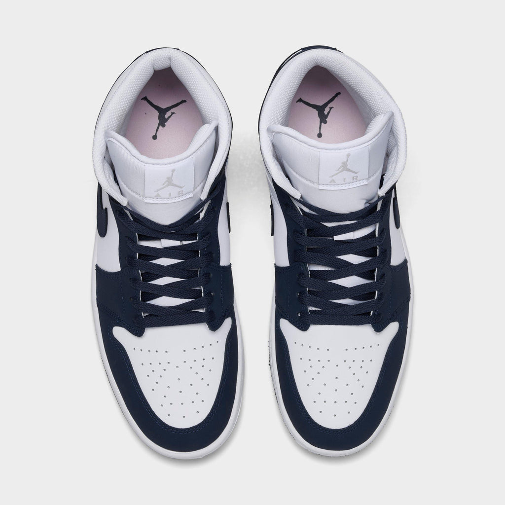 Men's Air Jordan Retro 1 Mid Casual Shoes - Obsidian/White/Grey Fog/Obsidian - view 5