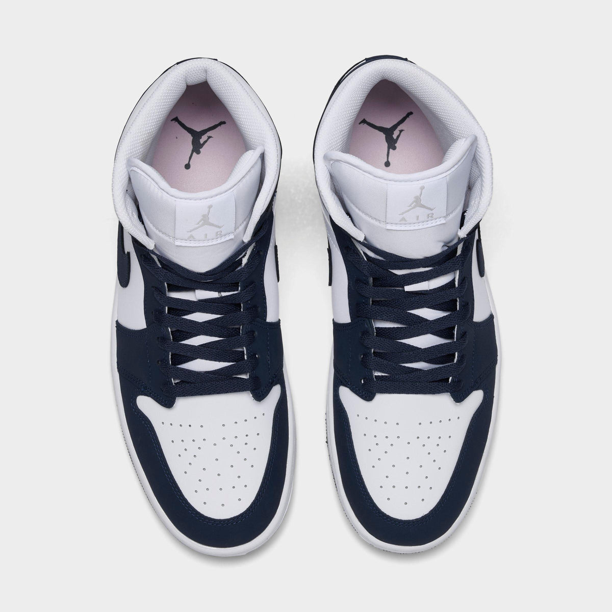 Men's Air Jordan Retro 1 Mid Casual Shoes - Obsidian/White/Grey Fog/Obsidian - view 5