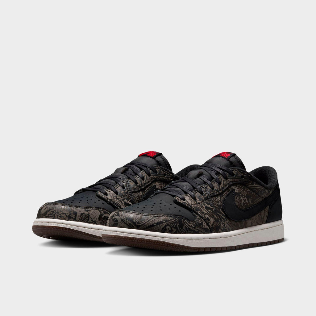 Men's Air Jordan Retro 1 Low OG SE Laser Casual Shoes - Black/University Red/Palomino/Summit White - view 2