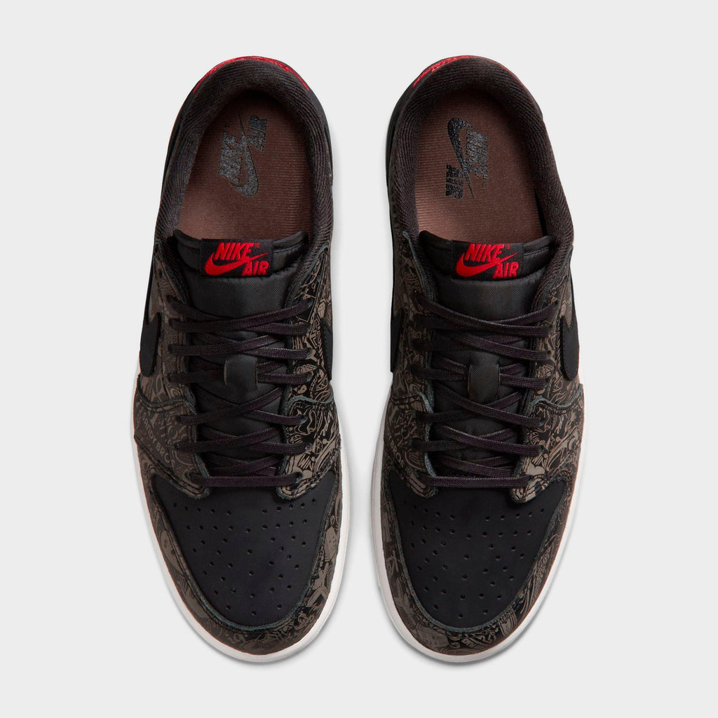 Men's Air Jordan Retro 1 Low OG SE Laser Casual Shoes - Black/University Red/Palomino/Summit White - view 5